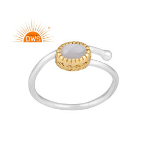 Anillo ajustable de piedra de luna gris Natural de plata de ley fina de Venta caliente, fabricante de joyería personalizada - Product Image 1
