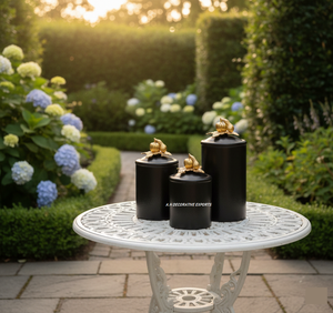 Bocal décoratif en acier inoxydable noir martelé à la main avec bouton de couvercle en forme de citrouille dorée, style européen écologique pour le stockage alimentaire en cuisine - Product Image 2