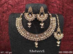 Mehendi-Conjunto de joyería de latón antiguo para mujer, accesorios de joyería de diseño elegante y hermoso, para fiesta, collar antiguo - Product Image 4