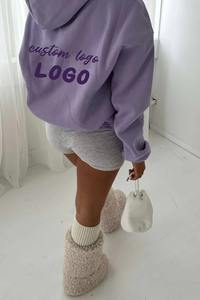 Jersey grueso de alta calidad, peso pesado, cómodo, relajado, ajuste de gran tamaño, puños acanalados elásticos, Sudadera con capucha para mujer - Product Image 2