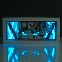 Lampe de table personnalisée avec cadre lumineux LED, boîte à lumière 3D en bois, motif anime Uzui Tengen, nouveauté, éclairage stéréo USB à effet d'ombre