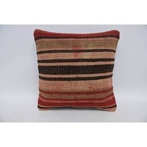 Oreiller en laine patchwork multicolore Kilim 14x14 pouces Coussin décoratif tissé à motif de feuilles vintage moelleuses de luxe pour la literie - Product Image 1