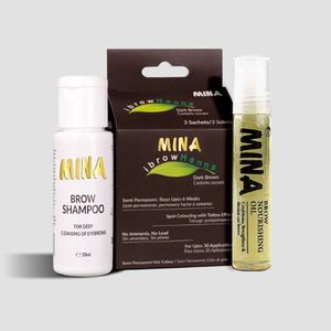 Kit de teinte de sourcils au henné semi-permanent de longue durée sous forme de poudre avec shampooing et revitalisant pour les sourcils - Product Image 1