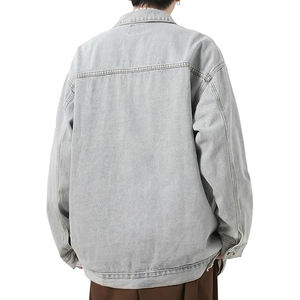 Custom Logo Unisex Denim Jacket Oversized Stand Collar Front Logo Breathable <b>Quilted</b> Vintage Streetwear Wholesale for Boutiques - Product Image 2