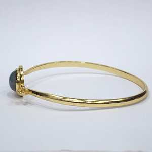 Bracelet en argent sterling 925 plaqué or Cabochon pierre de lune pierre précieuse excellente qualité fait à la main Unique réglable pour les fiançailles - Product Image 5