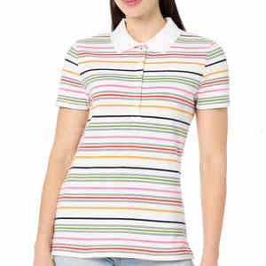 Logotipo personalizado impreso transpirable de las mujeres para los polos MOQ bajo Casual Plaid camisas de punto - Product Image 1