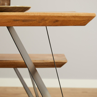 Table à manger pliante rectangulaire en bois massif, design industriel moderne pour la maison et l'hôtellerie, hauteur réglable, construction durable
