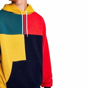 Customized <b>Men</b> Heavyweight 100% Cotton Color Block Blank <b>Pullover</b> Patch Hoodies - Product Image 2