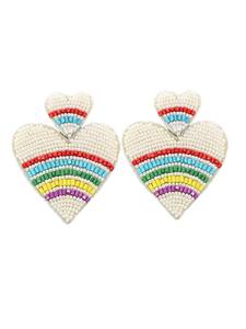 Pendientes de cuentas de semillas de nuevo estilo de moda diseño de corazón color pendiente completo diseño multicolor uso para mujeres y niñas de la India - Product Image 3