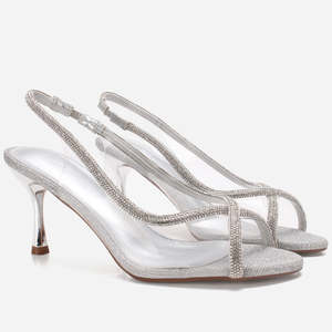 Sandales CATALINA pour femmes Unze London, chaussures de soirée transparentes décorées de strass, en fibre de polyester - Product Image 2