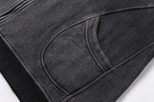 Al por mayor OEM Sudadera con capucha de invierno de peso pesado 500GSM con cremallera completa, estilo streetwear de diseñador personalizado, con insignia desgastada y efecto stone - Product Image 4