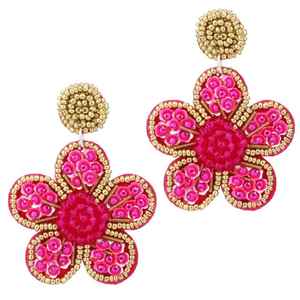 Belles boucles d'oreilles à la mode en forme de coeur avec broderie perlée à la main au design fantaisie multicolore pour les femmes à la mode - Product Image 5