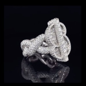High Quality Men's 925 Sterling <b>Silver</b> <b>Silver</b> Plated Prong Set Anchor Hip Hop Style Custom Moissanite <b>Ring</b> Party Wedding IGI RB - Product Image 3