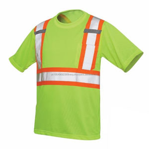 Camiseta de Seguridad Reflectante de Alta Visibilidad Personalizada con Mangas Cortas para Hombre, Camisetas de Trabajo de Alta Visibilidad con Bolsillo - Product Image 1