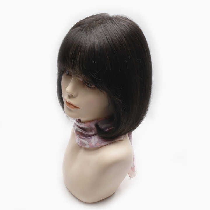 8 Inch Chinese Virgin Hair Clip-In Wig with Large Size Cap Natural Black Brown Color