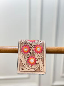 New Trending Hand Tooled Leather Men's <b>Wallets</b> Long Zipper Red Floral <b>Wallets</b> Credit <b>Card</b> Holder Genuine Leather Cow Boy <b>Wallets</b> - Product Image 4