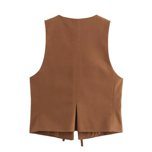 2024 Spring New Women's Fashion Europe and the United States Style Casual <b>Slim</b> Breathable Cotton Vest - Product Image 2