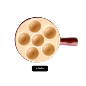 Plat d'escargot en céramique de Style français BD20 poêle d'escargot <span class=keywords><strong>6</strong></span>-12 <span class=keywords><strong>trous</strong></span> pour champignons cuits oeufs bouffées four de cuisine utiliser couleur marron Beige - Product Image 2