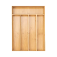 Organiseur de couverts en bambou rectangulaire classique, plateaux de rangement pour la cuisine/le bureau/le salon - 5 niveaux multifonctions