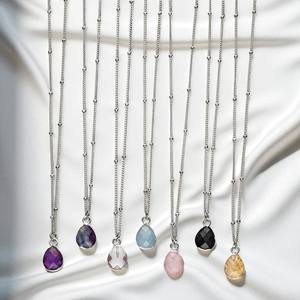 925 argent poire améthyste pierres précieuses or plaqué pendentif collier bijoux pour femmes bijoux de noël cadeau - Product Image 2