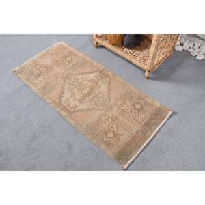 Alfombra de lana Beige Vintage de 1,5x3,2 pies, Alfombra de sala de estar con patrón geométrico de área grande para dormitorio, pasillo, alfombra Rectangular de látex - Product Image 3