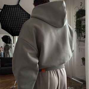 100% algodón DTG estampado camuflaje personalizado pulóver bordado Unisex peso pesado polar gota hombro bolsillo sudadera sudaderas con capucha - Product Image 3