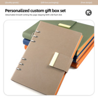 Carnet de notes en cuir PU de haute qualité A5, agenda relié rigide avec stylo, clé USB 16 Go, coffret cadeau, carnet personnalisé avec logo d'entreprise