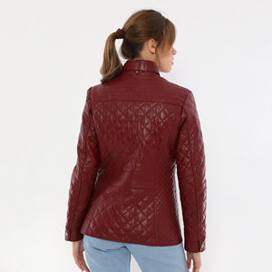 Chaqueta de Cuero Genuino Vintage para Mujer, Invierno 2025, Venta al por Mayor, Color Rojo, Moda para Exteriores, Resistente al Viento - Product Image 2