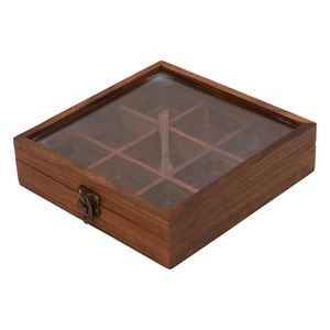 Handmade Handcrafted Nautical Sandalwood Dry Fruit Food Storage Spice Box With Glass Top Cover - Product Image 4