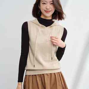 Custom <b>Sleeveless</b> <b>Hoodie</b> Women Summer Running Hood Cashmere Top <b>Sleeveless</b> Cashmere Pullover <b>Hoodie</b> Ladies - Product Image 5