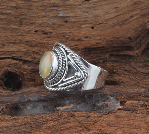 แหวนโอปอลเอธิโอเปียนธรรมชาติแข็ง925เงินสเตอลิงแหวนพลอยรูปไข่สง่างามแหวนแต่งงานสำหรับผู้หญิงของขวัญเครื่องประดับอินทรีย์ - Product Image 3