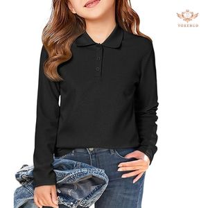 Polo de manga larga para niñas de la mejor calidad, polos de Piqué para niños al por mayor, ropa escolar transpirable de algodón, OEM y venta al por mayor de BD - Product Image 2