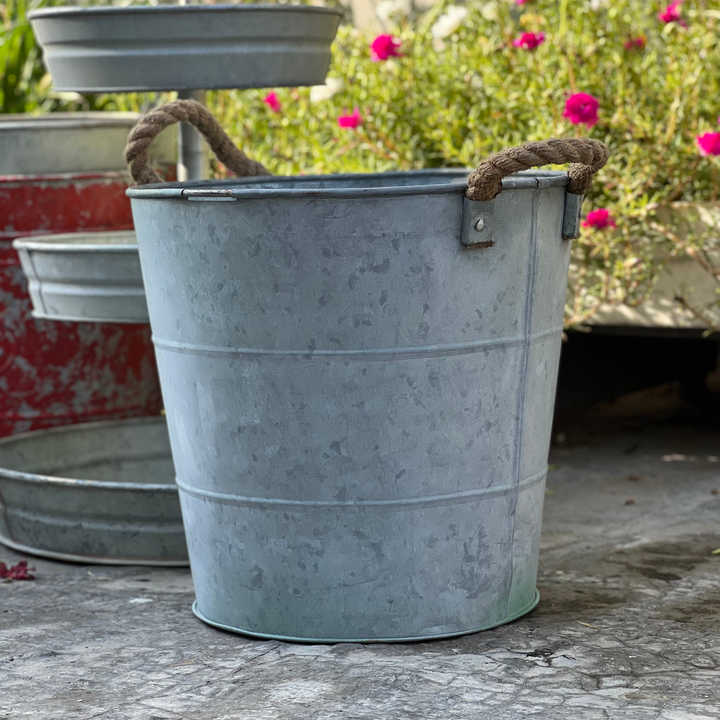 Farmhouse Rustic Bucket for Home and Garden Decor Handcrafted in India With Experienced Hands