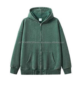 Ensemble de survêtement surdimensionné en molleton délavé à l'acide avec fermeture éclair et pantalon large à jambes larges, personnalisé avec des pierres brillantes - Product Image 5