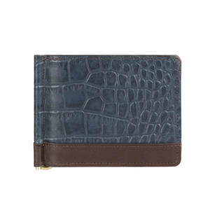 Portefeuille court décontracté à deux volets en cuir véritable de haute qualité pour hommes avec motif de logo personnalisé à accès ouvert - Product Image 1