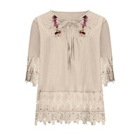 Robe d'été décontractée pour femme, style vintage, col en V, manches évasées, imprimé floral, dentelle, taille naturelle, coupe ample, respirante et élégante