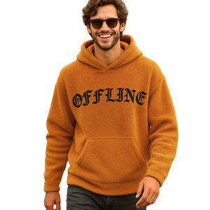 Custom Embroidery Oversized Pullover Hoodie <b>Men</b> Soft <b>Sherpa</b> <b>Fleece</b> Hooded Sweatshirts Hudi Casual Street Wear Warm Fur Hoodies - Product Image 1