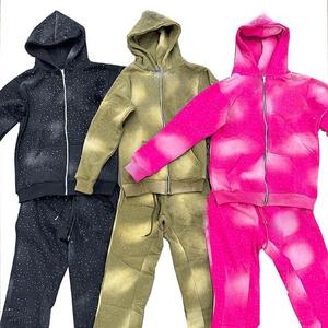 Ensemble survêtement personnalisé de haute qualité en molleton 100% coton, lavage à l'acide, lourd, respirant, streetwear - Product Image 1