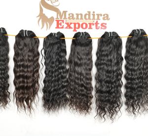 Extensiones de cabello humano virgen indio alineado con cutícula cruda, máquina negra, paquetes ondulados naturales de doble trama, extensiones de cabello humano - Product Image 5