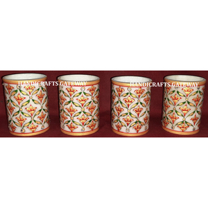 Beau porte-stylo en marbre fait à la main avec motif de fleurs pour la maison à usage multiple pour le meilleur prix grossiste - Product Image 1