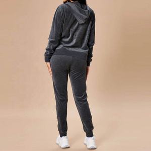 Top Selling Ladies <b>Velour</b> Tracksuit 100% Cotton Button <b>Hoodie</b> Jogger Set Fashionable Velvet Suit for Women Plus Size Solid - Product Image 2