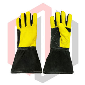 Gants de soudage en cuir, paume renforcée, 11 oz, 14 pouces, personnalisables, TIG MIG Stick, antistatiques, résistants à la déchirure, poignets droits - Product Image 1