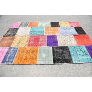 พรมวินเทจขนาดใหญ่ 5.5x7.6 ฟุต พรมปะติดสีแดงแบบตุรกี - Product Image 4