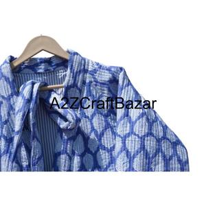 Veste décontractée pour femme en coton pur 100 % matelassée réversible à séchage rapide fabriquée à la main en Inde en gros Manches longues Col en V doux - Product Image 3