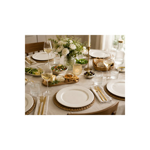 Ensemble de 6 assiettes de banquet en porcelaine de 27 cm, légères, sans BPA, collection mariage - Product Image 1