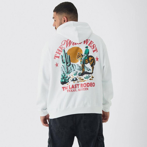 เสื้อฮู้ด DTG มีฮู้ดโอเวอร์ไซส์ทำจากผ้าฝ้าย100% วินเทจซักได้ออกแบบแนวสตรีทแอซิด - Product Image 1