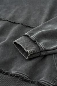 Vente en gros personnalisé poids lourd en détresse sweats à capuche surdimensionnés lavage à l'acide à capuche 410 g/m² français éponge Vintage coton sweat à capuche vierge - Product Image 2