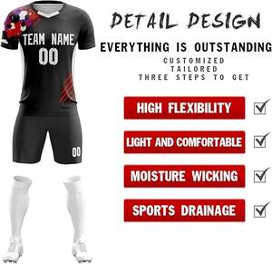 Conjuntos de Uniformes de Fútbol Personalizados de Secado Rápido, Transpirables, Ligeros, de Tela de Poliéster Elástica, Impresión por Sublimación Digital, Personalizados para Equipos - Product Image 2