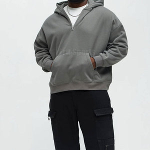 High Performance Stylish Winter Quarter Zip Hoodies with Soft Breathable Polyester/Cotton Fabric for Outdoor Casual Wear - Product Image 4