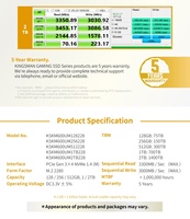 KINGSMAN GAMING 1TB 3D NAND Flash PCIe Gen3X4 M.2 2280 Internal SSD with 3300MB/s Read/3000MB/s Write Thin Aluminium Alloy Shell